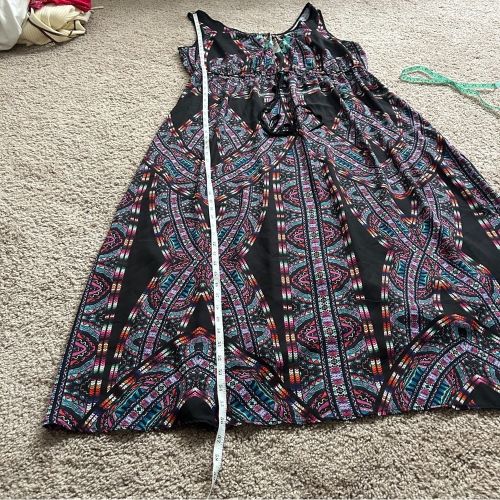 City Chic Geometric Black Blue Biba Drawstrring Maxi Dress Size L/20 - Picture 11 of 11